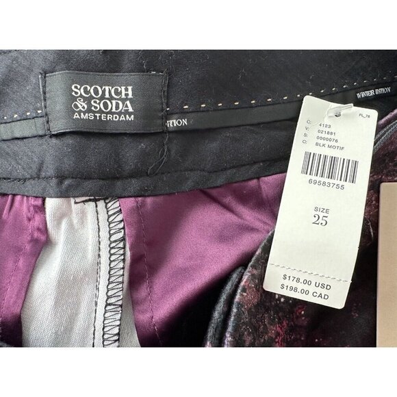 NWT Anthropologie Scotch & Soda Velvet Flare Trousers Pants 25 Black Purple - Picture 9 of 10